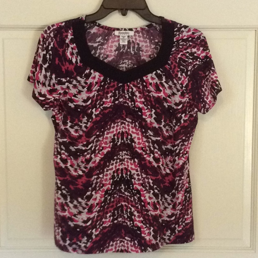 Hampshire Studio Fuchsia & Black Short Sleeve Top